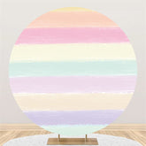 Lofaris Rainbow Stripe Round Happy Birthday Backdrop For Party
